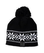 Black Snowflake Pom Pom Hat